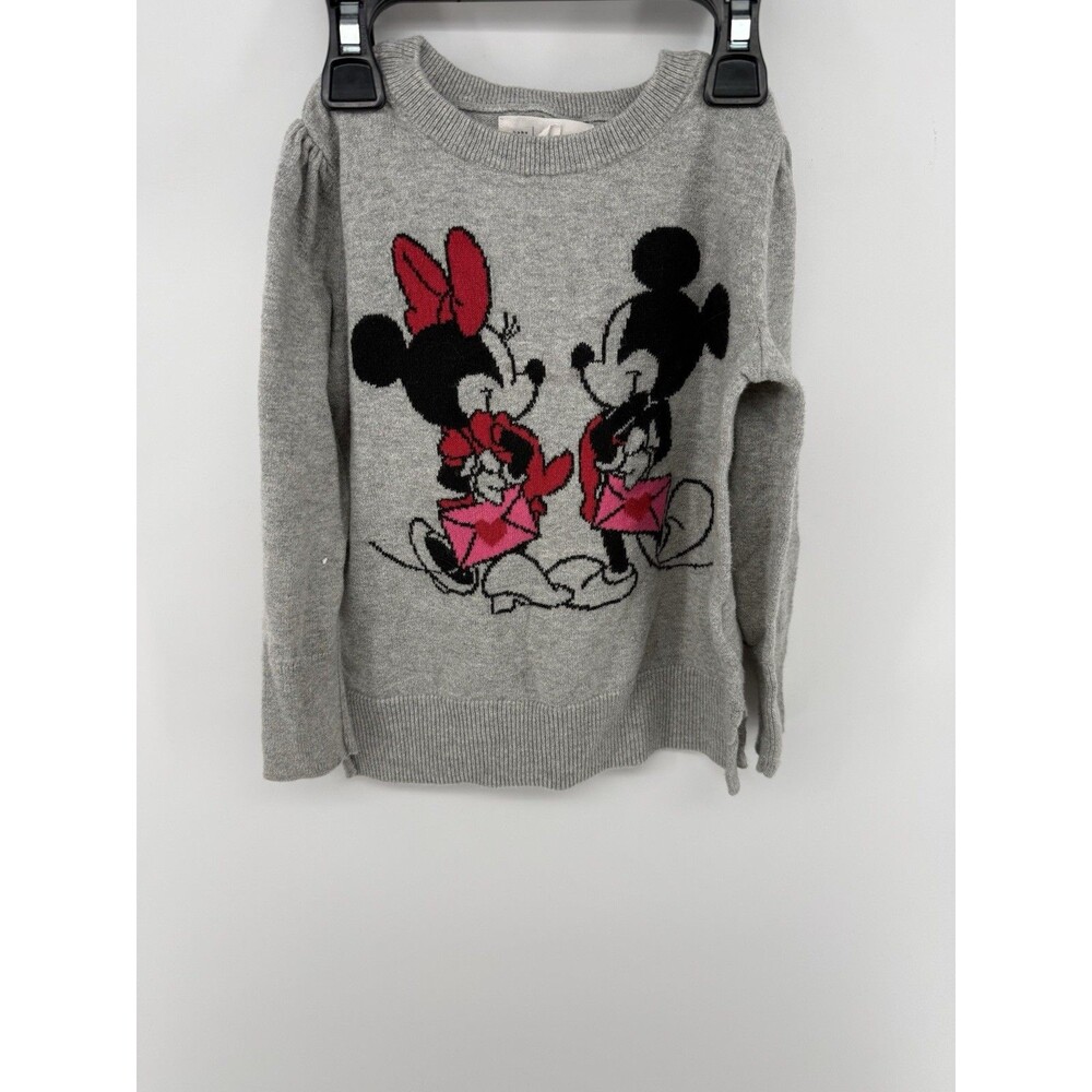 Disney Baby Gap Minnie & Mickey Mouse Sweater Gray Pullover 4T